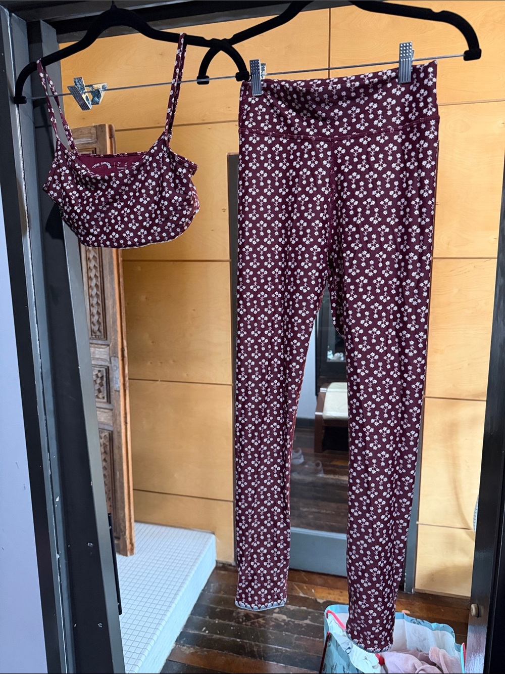 The upside Women's Maroon Floral High-Waist Leggings